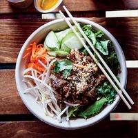 Food & Wine’s Lemongrass Pork and Rice Noodle Bowl is the perfect light dinner.