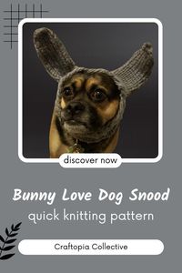 Introducing the Bunny Love Dog Snood, an absolutely adorable bunny-inspired dog snood knitting pattern! Designed to keep your furry friend warm and stylish, this dog snood / ear-warmer is perfect for chilly days. The snug fit ensures your pup's ears stay cozy and protected from the cold, while the charming bunny ears add an extra touch of cuteness. Whether you're taking your dog for a walk or simply want to showcase their fashionable side, this Bunny Love Dog Snood is the perfect accessory.