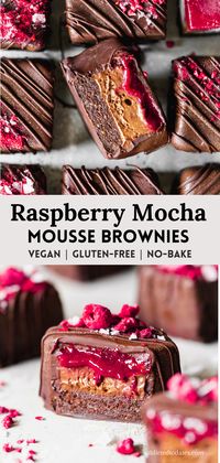 Raspberry Mocha Mousse Brownies - Vegan Desserts - Addicted to Dates