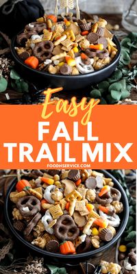 My fall trail mix is perfect treat that you can make it no time! You can choose and mix up your own little favorite candy to add into too, or even add different flavors of chex mix. via @foodnservice