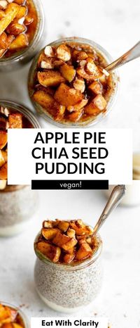 This overnight apple pie chia seed pudding is easy to make, full of flavor and the perfect healthy vegan Fall breakfast.