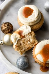 Eggnog Cupcakes with Spiced Rum Caramel