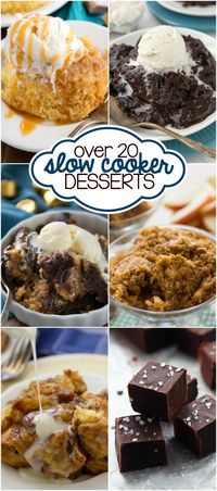 Over 20 Slow Cooker Desserts Recipes that you must make! These easy dessert recipes are all made in a crockpot!