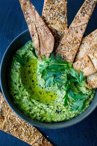 Silky Zucchini Dip made with tahini, garlic, lemon and olive oil- a delcious way to use up your garden zucchini! Vegan, Low-Carb, Video!