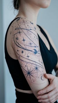 Get inspired by this stunning celestial star map design that's perfect for anyone who loves astronomy. #CelestialStarMap #StarMap #TattooInspiration