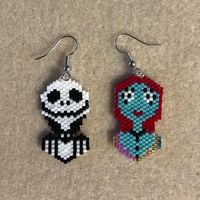 Jack And Sally Handmade Beaded Earrings. If You Love The Nightmare Before Christmas, You’ll Need To Wear This Cute Couple On Your Ears.