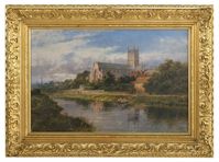 Artwork by Robert Gallon, Benjamin Williams Leader, "Worcester Cathedral", Made of oil on canvas