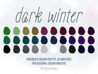 A dramatic Dark Winter Colour Palette. Based on the cool colours best suited for a dark winter seasonal colour anlaysis. This is very useful for styling outfits and fashion sketches. Instructions: After you purchase, please download the swatch file from Safari, NOT the Etsy app. Once the file is downloaded and you open the file on your tablet, the palette will automatically import into Procreate. This palette will be ready to go in the Procreate pallete toolbar. Happy Creating! WHAT'S INCLUDED 1. Swatch file Rights reserved Studio Zeta Designs