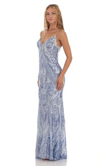 Lyssa Sequin Mermaid Dress in Blue