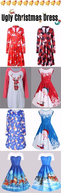 Ugly Christmas Dress| Start at only $10 | Party Dress | Christmas Idea| Print Dress| Swing Dress | Snowflake Dress| Snowman Dress| Vintage Dress| Sammydress.com