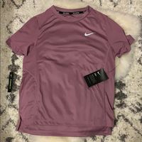 Nwt Nike Women’s T-Shirt Light Weight And Perfect For Running. Night Reflection Nike Swoosh Print Front/Back Of T-Shirt With Dri Fit Technology And Breathable Back/Side Light Fabric Color: Mauvre