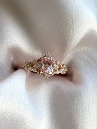 Enchanted Forest Pink Sapphire Engagement Ring. Vintage Filigree Ring. Engagement Ring. Peach Sapphire Rose Gold Ring by Eidelprecious - Etsy Australia