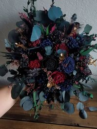 Custom Bouquet Moody Dark Black Wine Navy Blue Burgundy Gold Sola Wood Dried Flowers Preserved Eucalyptus Wedding Style 739 - Etsy