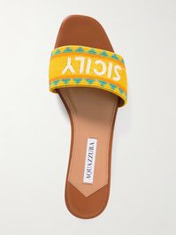 AQUAZZURA Sicily beaded leather slides | NET-A-PORTER