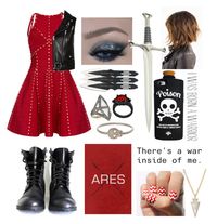 "Cabin 5 Ares:dress" by squidney12 ❤ liked on Polyvore featuring Noor Fares, Dogeared, SoGloss, Panacea, Yves Saint Laurent, percyjackson, Ares and chb