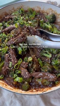 20min · 4 servings  Healthy, gluten free, and paleo-friendly beef and broccoli noodles! The best way to change up your dinner routine during the week- these are so flavorful, easy to make, and packed with nutrients. This recipe is high in protein, can be made low carb using kelp noodles, and high in fiber!  Ingredients:  • 2 tbsp avocado or olive oil  • 5–6 cups of broccoli florets (about 2 heads of broccoli)  • 1 lb flank steak, sliced into thin strips  • 12 oz cooked noodles of choice (gluten free, if needed)  • 1/3 cup low sodium beef or veggie broth  • Salt and pepper, to taste  For the sauce:  • 1/2 cup coconut aminos (if subbing with soy sauce, use only 1/3 cup)  • 1 tbsp sesame oil  • 1 tbsp arrowroot starch  • 2 tbsp honey  • 3–4 cloves of garlic, minced  • 2 tsp fresh minced ginge