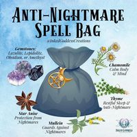 Add these ingredients to a spell bag and keep near your bed or under your pillow to ward off nightmares! #dreammagick #spellbag #antinightmare #witchspell