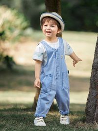 Blue and White Preppy  Sleeveless  Letter  Embellished Slight Stretch Summer Toddler Boys Clothing