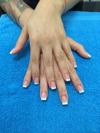 Pink and white acrylic Nails by Rebeca @Beautybeach