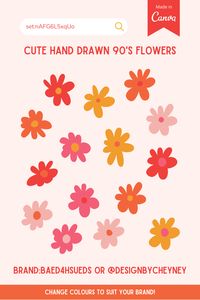 brand:BAED4HsuEds set:nAFG6L5xqUo @designbycheyney Cute Hand Drawn 90's Inspired Flower Elements on Canva. Available for free for Canva Pro users and designed in Auckland, New Zealand by Design by Cheyney.