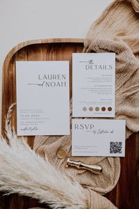 Wedding Invitation With QR Code RSVP, Minimalist Wedding Invitation Set, Dress Code, Wedding Invitation Double Sided, Simple Wedding, 89 - Etsy UK