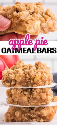 Apple Pie Oatmeal Bars are super easy to make and great to have on hand. Grab an apple oat bar as a yummy breakfast option or a midday snack! #RealHousemoms #apple #applepie #oatmealbars #rolledoats #dessert #breakfast #brunch #summer #4thofjuly