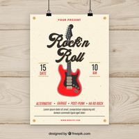 Rock n roll music party flyer Free Vector