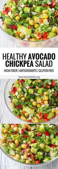 Having this delicious healthy avocado chickpea salad again for dinner tonight. It was sooo refreshing! A great high-fiber recipe, full of antioxidants and very easy and quick to make - perfect for summer!