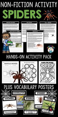 Learning about spiders can be fun! This unit includes informational articles, hands-on activities, and vocabulary posters for those creepy, crawly creatures. This unit focuses on Arachnids, Life Cycle of a Spider, Black Widow Spiders, Wolf Spiders, and Ta