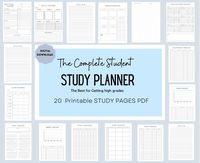 This Student Planner is the ultimate resource for planning and organising everything you need to obtain maximum productivity and achieve the grades you're aiming for! Designed with attention to detail and care for simplicity, this ultimate printable pack is perfect for maintaining your memorising definitions, planning projects, drafting essays, tracking assessments, and more! This kit is designed to help you prepare for exams with a savvy, practical approach, organize your notes, track your stud