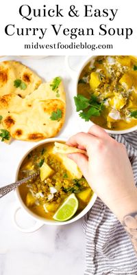 Vegan Curry Lentil Soup | Midwest Foodie | It has all the feels of comfort food so your family will never guess it's completely loaded with healthy ingredients! #midwestfoodie #healthydinner