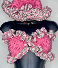 Crocheted bandeau top with ruffles