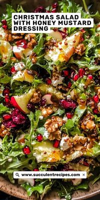 Add a burst of flavor to your holiday spread with this Christmas Salad! Crisp veggies, sweet cranberries, and creamy honey mustard dressing make this salad a festive favorite.