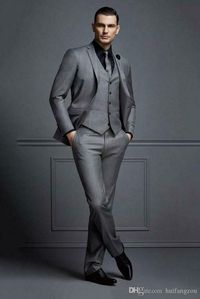 Groom or groomsmen wedding suit. Dark grey slim fit tuxedo.