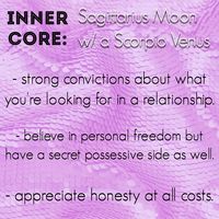 Birth Chart: Sagittarius Moon Sign / Scorpio Venus Sign combo.