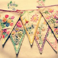 vintage textiles into bunting...from Feeling Stitchy.what an adorable idea!