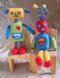 Needle Felted BoriBot Retro Robot Girl - Tika (L005RT) - Original design by Borbala Arvai, MADE TO O