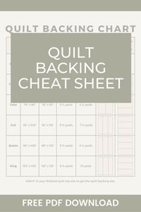 At a glance see how much yardage you need to back your quilt with this free quilt backing cheat sheet! From baby to king, this quilt backing chart will let you know how much yardage you need and how to piece it vertically or horizontally!