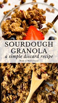 This sourdough granola recipe is the perfect sourdough discard recipe! It’s easy to make, fuss free, and delicious!