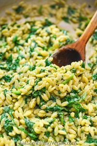 Creamy Vegan Spinach Orzo - Eat Something Vegan