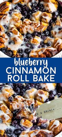 Make this easy Blueberry Cinnamon Roll Casserole with Pillsbury! The perfect simple semi-homemade breakfast casserole is a great breakfast or brunch or holiday recipe.