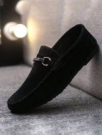 New Style Men Dress Shoes, Casual Business Leather Loafers, Comfortable Everyday Shoes, Full Season Black     Plain    Men Shoes, size features are:Bust: ,Length: ,Sleeve Length: