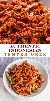 Craving a flavor blast? Make Authentic Indonesian Tempeh Orek! Fried Crispy tempeh in sweet & spicy, delicious homemade kecap manis (sweet soy sauce). Easy, protein-packed, 1-pan wonder, you’ll be blown away by the unique flavors in this Indonesian dish!