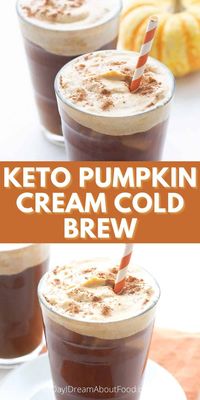 This keto Starbucks copycat recipes features delicious sugar free pumpkin spice cold foam poured over delicious cold brew coffee. It's the perfect fall refreshment!