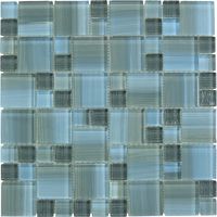 Horizon Grey Square Glossy Glass Tile | Oasis Tile