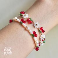 🍒 Cherry Bracelets 🍒 #handmadejewelry #beadedjewelry #beadedbracelets #flowerbracelet #เครื่องประดับ #สร้อยข้อมือ #สร้อยลูกปัด… | Instagram