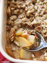 Juicy pears in a cinnamon-sugar sauce are tucked under a sweet and crunchy pecan-oat topping for this easy Pear Crisp dessert. Fresh or canned pears can be used for a convenient year-round treat!