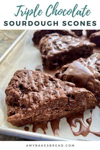 A rich chocolate sourdough scone dough, studded with chocolate chips, baked to perfection and then drizzled with a chocolate glaze. It’s a chocolate lover’s perfect pastry. Add in some sourdough discard and you’ve got the perfect treat.