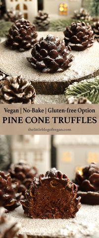 Pinterest pin of chocolate pine cone truffle.