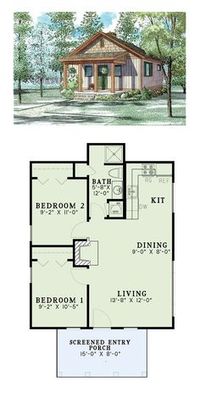 Tiny House Plan 82343 | Total Living Area: 2 bedrooms and 1 bathroom. #tinyhouse